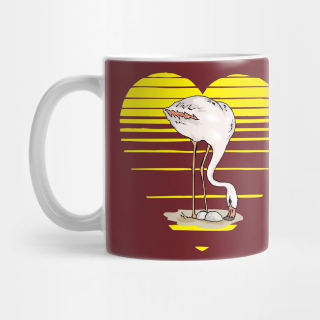 Flamingo lady love silhouette, sunset heart. Flamingo lover gift by alcoshirts
